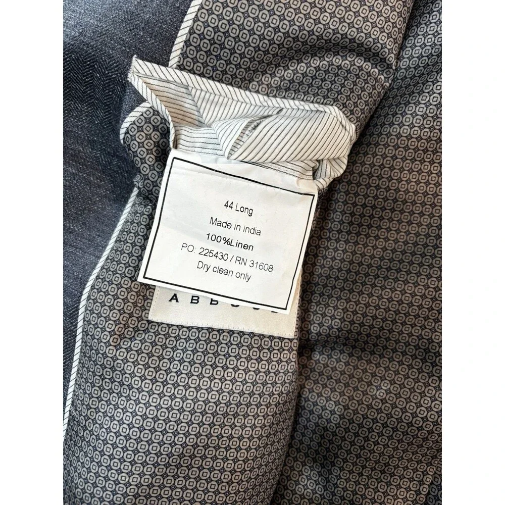 Joseph Abboud Men's 100% Linen Blazer Jacket Sport Coat Size 44L Gray Suit Coat